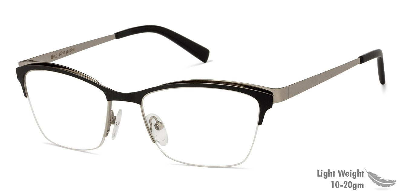 John Jacobs Black Eyeglasses 127105 - Lenskart