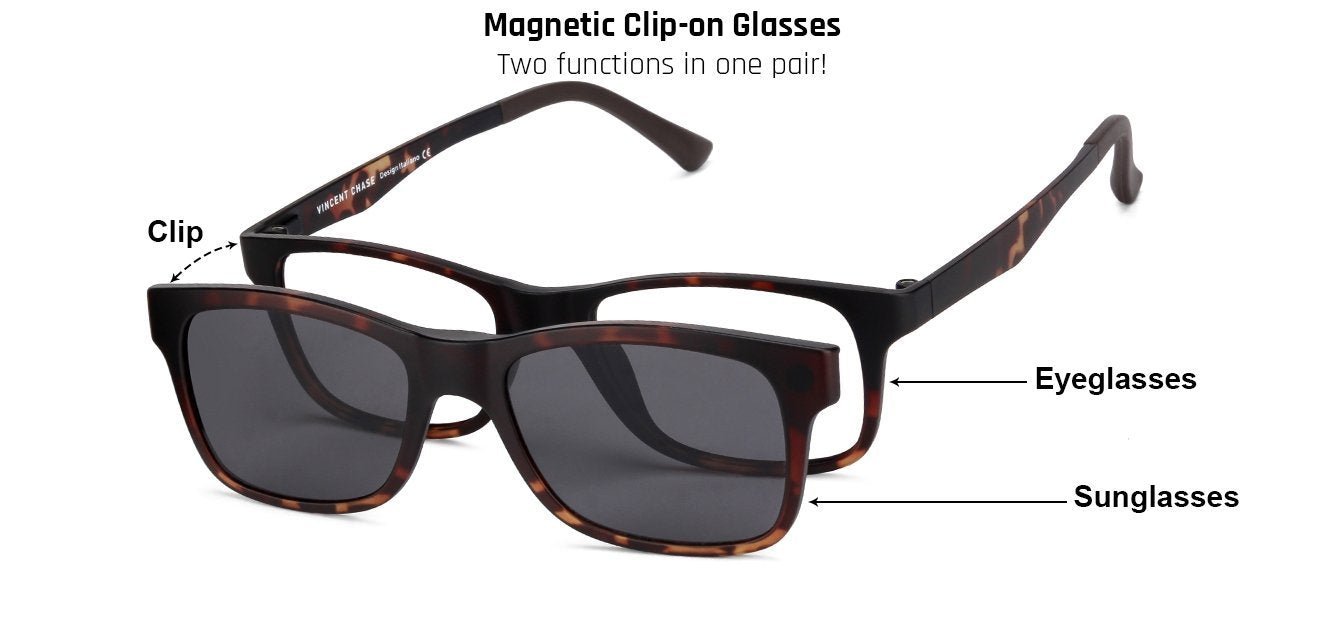 Vincent Chase Magnetic Clip On Tortoise Eyeglasses 129816