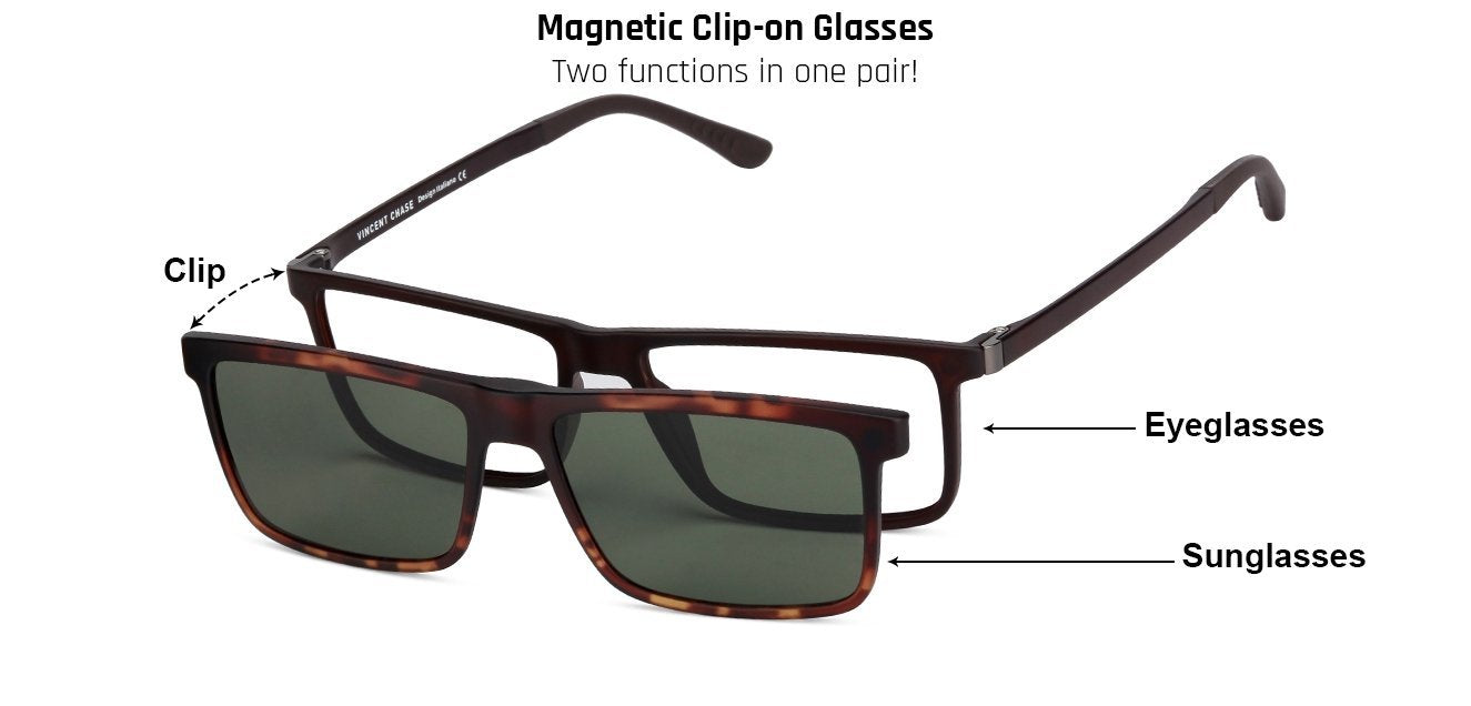 Vincent Chase Magnetic Clip On Tortoise Eyeglasses 129820