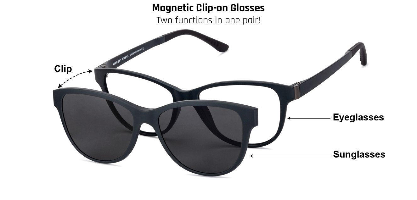 Vincent Chase Magnetic Clip On Grey Eyeglasses 129843