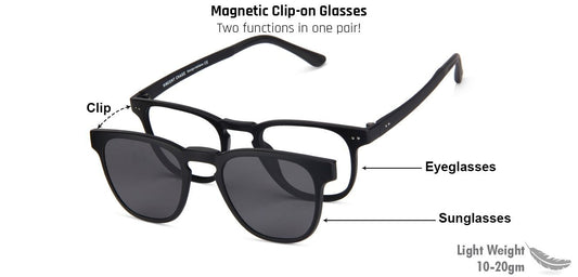 Vincent Chase Magnetic Clip On Black Eyeglasses 129849