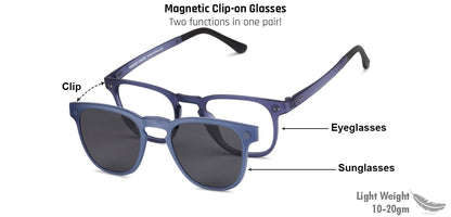 Vincent Chase Magnetic Clip On Blue Eyeglasses 129852